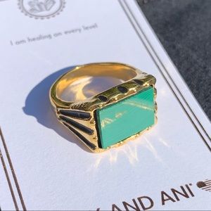 Alex and Ani Malachite gemstone signet ring
